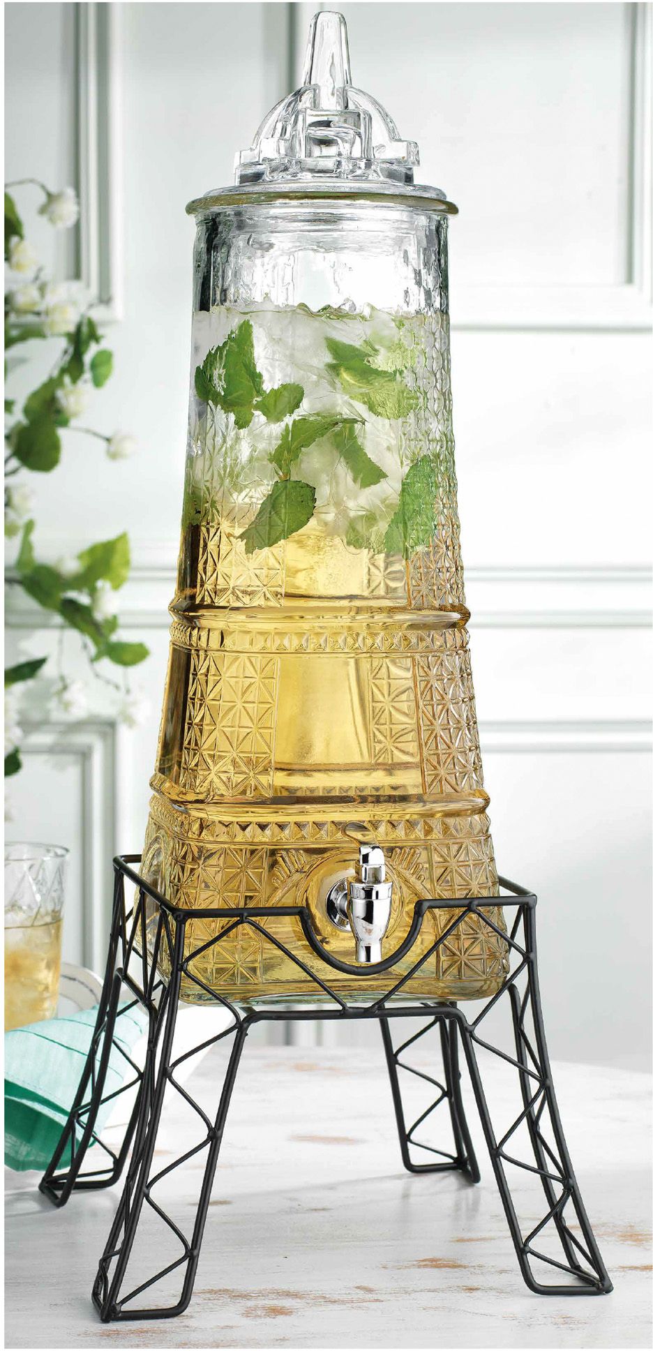 GLASS BEVERAGE DISPENSER WITH STAND | Hensley