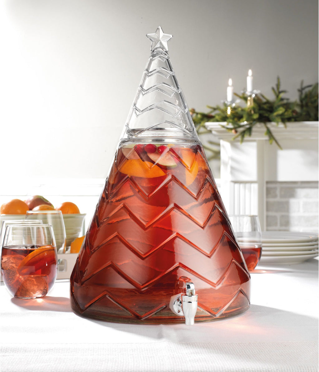 Holiday Time 2.1 Gallon Clear Glass Christmas Tree Beverage Dispenser