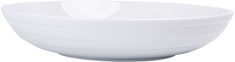 9"L WHITE WAVY LINES DINNER BOWL