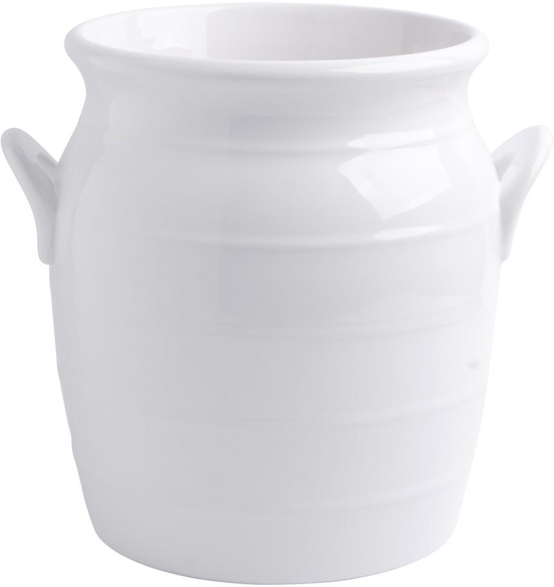 FIDDLE & FERN 8.5" WHITE UTENSIL CROCK WITH HANDLES