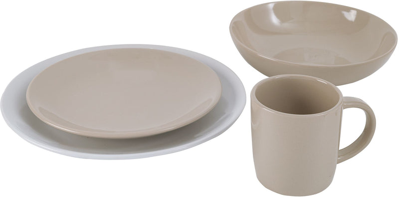 4 PC GLAZE TAUPE COUP PLACE SETTING