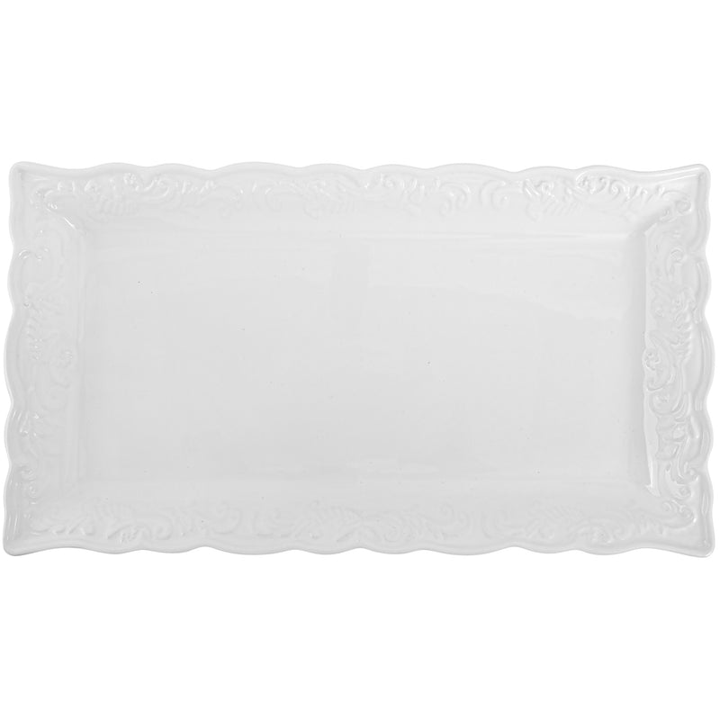 13"L WHITE RECTANGLE RUFFLE EDGE TRAY