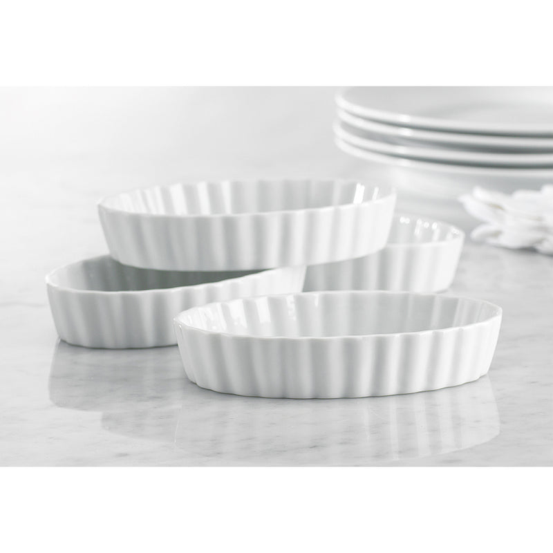 SET OF 4 5"L WHITE OVAL RAMEKINS