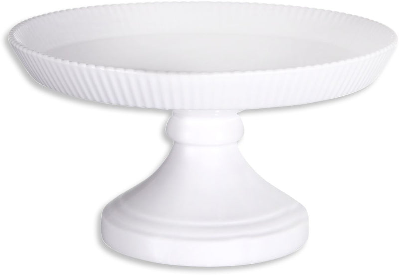 PURE WHITE 10"D SCALLOP EDGE FOOTED CAKE STAND