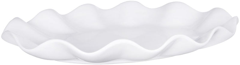 16"L PURE WHITE OVAL RUFFLE PLATTER