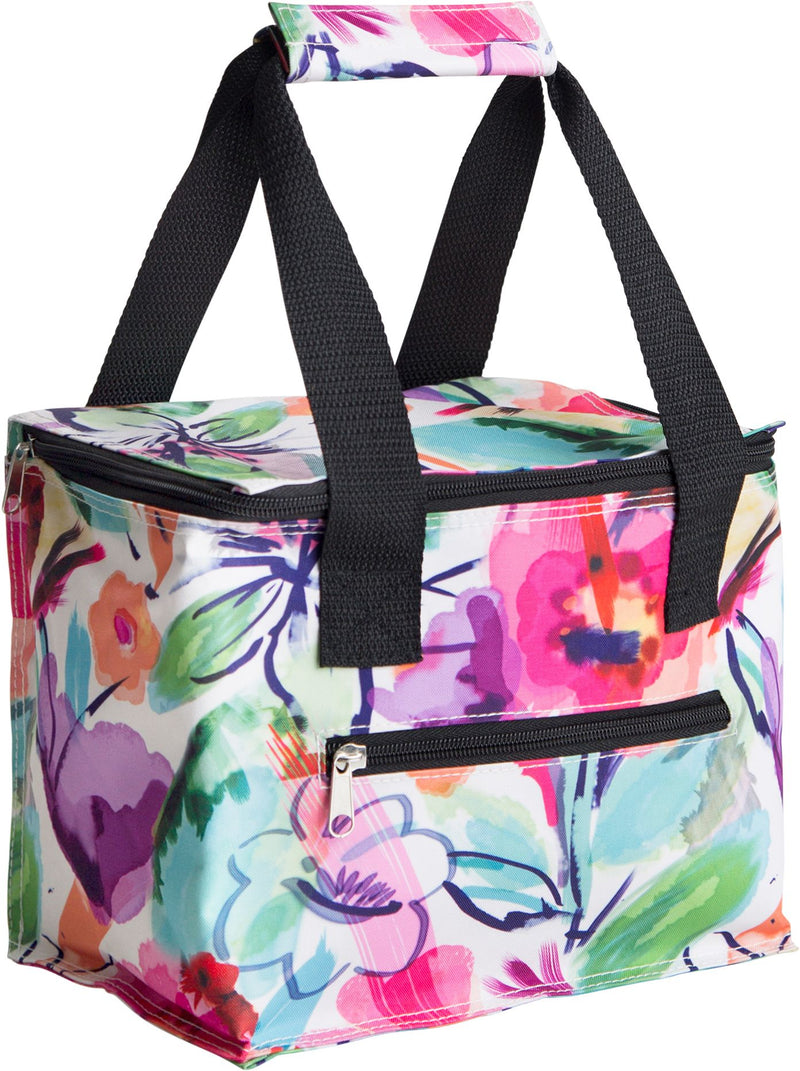 HANDPAINT FLORAL PATTERN INSULATED LUNCH TOTE