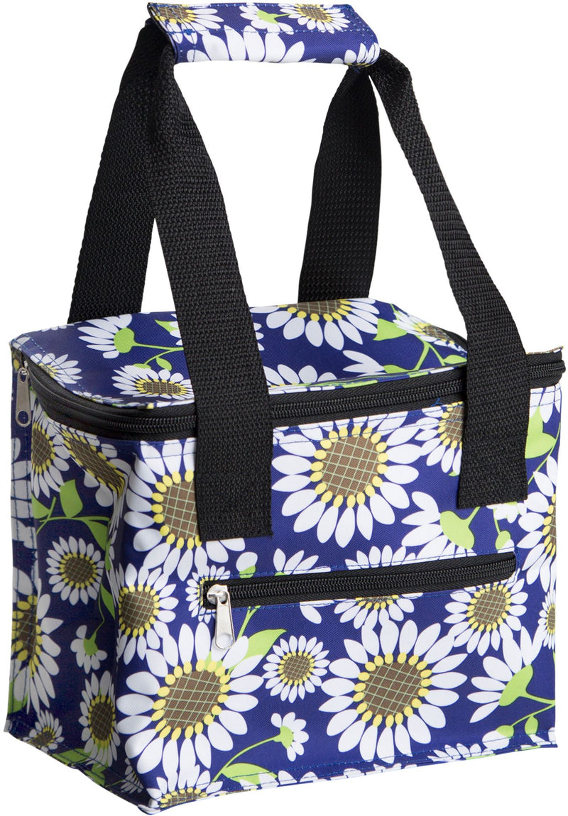 SUNFLOWERS ON BLUE PATTERN INSULATED LUNCH TOTE