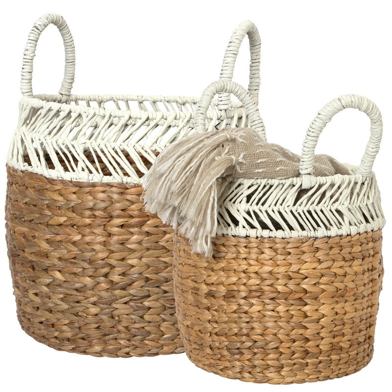 LARK LARGE WATER HYACINTH BASKET SOLD AS SET OF 2