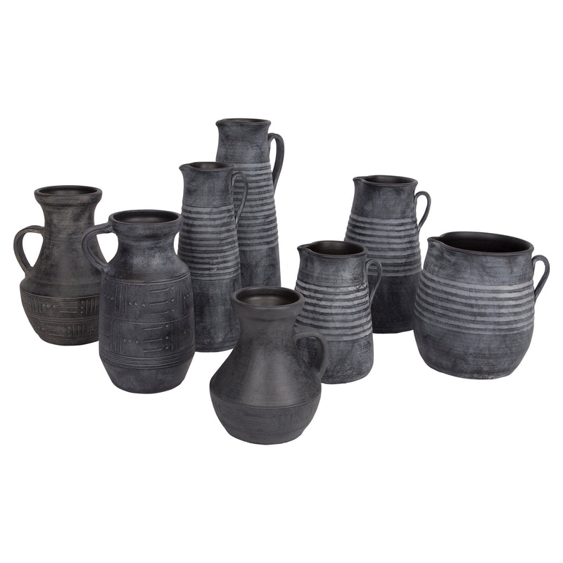 10.25"H BLACK GROOVED PITCHER