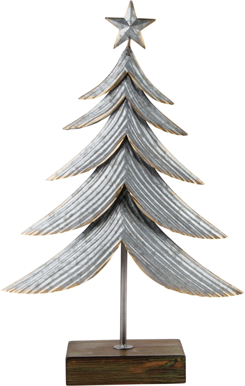 22.5"H GALVANIZED LAYERED CHRISTMAS TREE W/STAR TOPPER