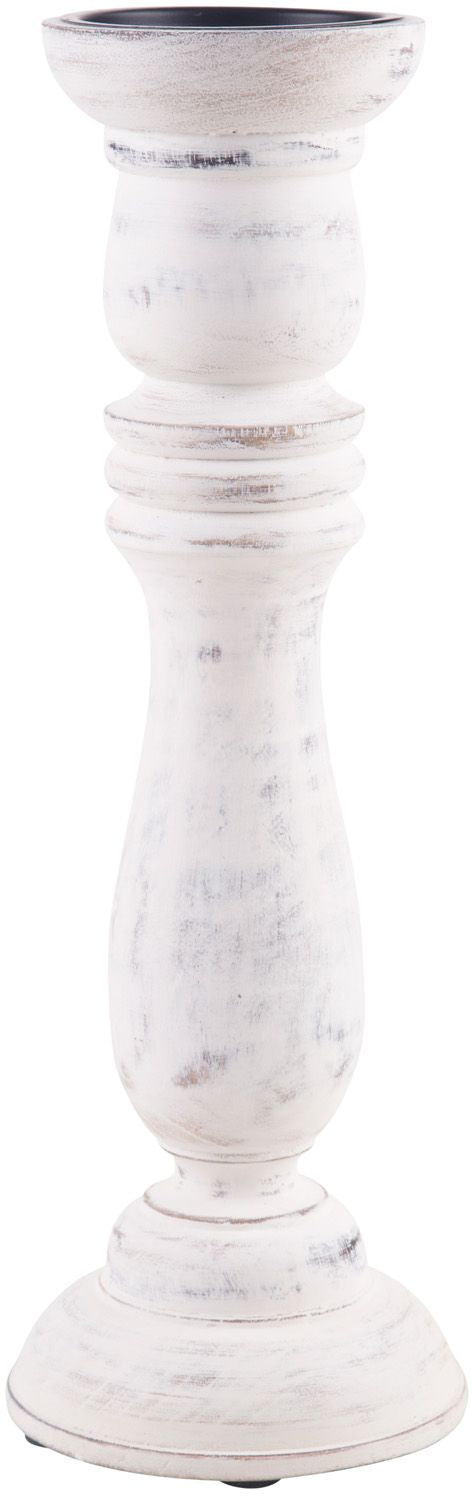 12"H WHITE WOOD CANDLESTICK