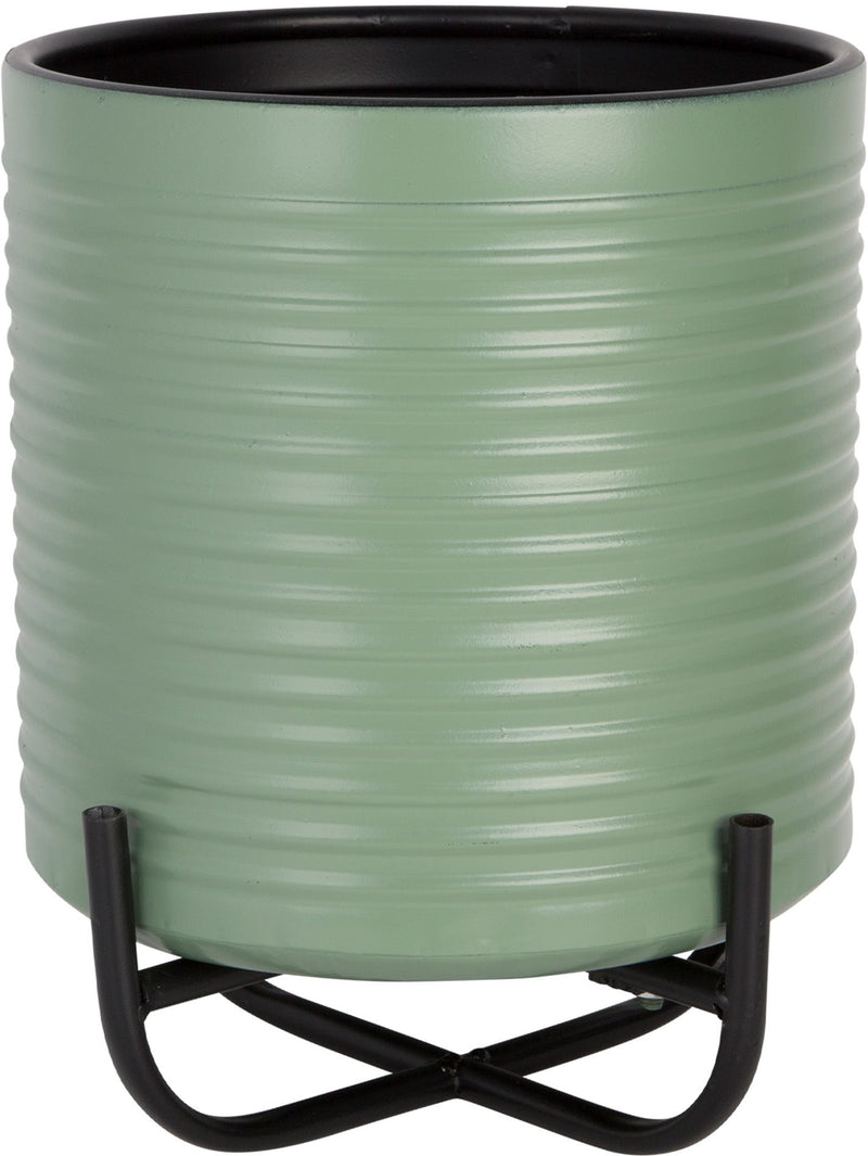 10"H LARGE GREEN RIBBED PLANTER SOLD AS S/2