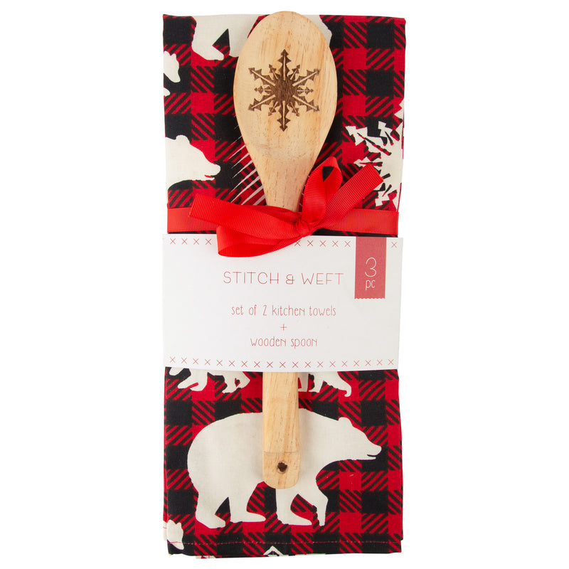 HOLIDAY 3 PIECE KITCHEN TOWELS AND SPOON "BEARS"