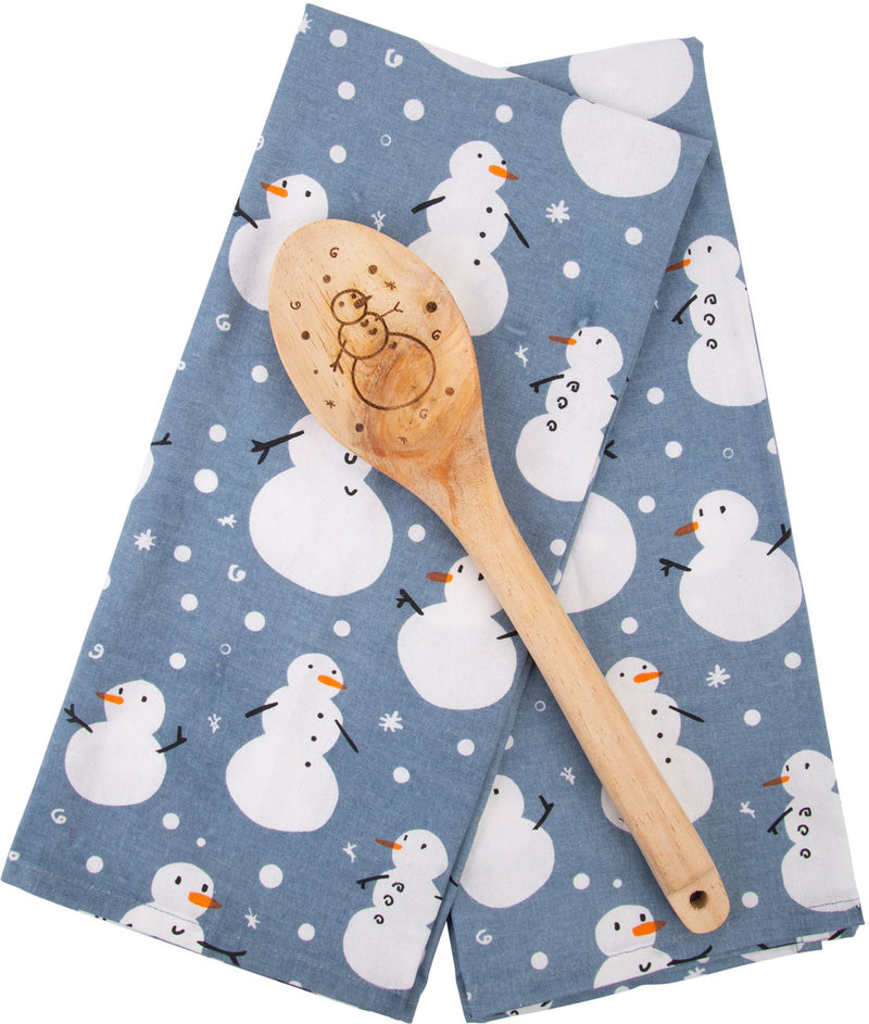 HOLIDAY 3 PIECE KITCHEN TOWELS AND SPOON "SNOWMEN"