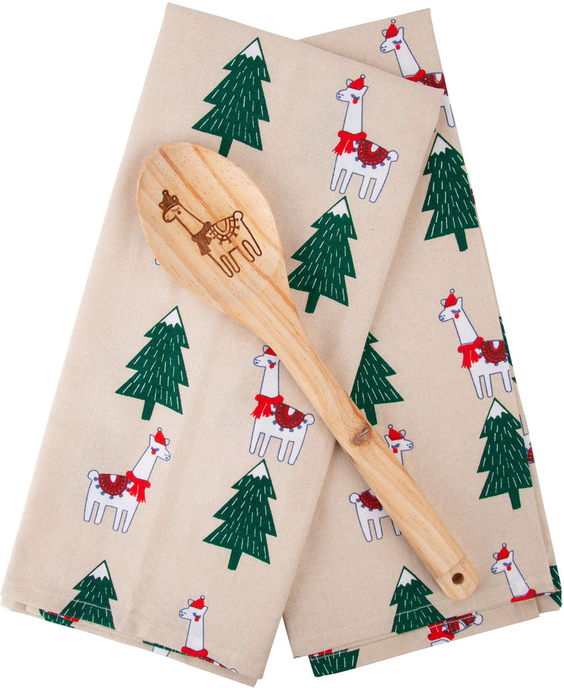 HOLIDAY 3 PIECE KITCHEN TOWELS AND SPOON