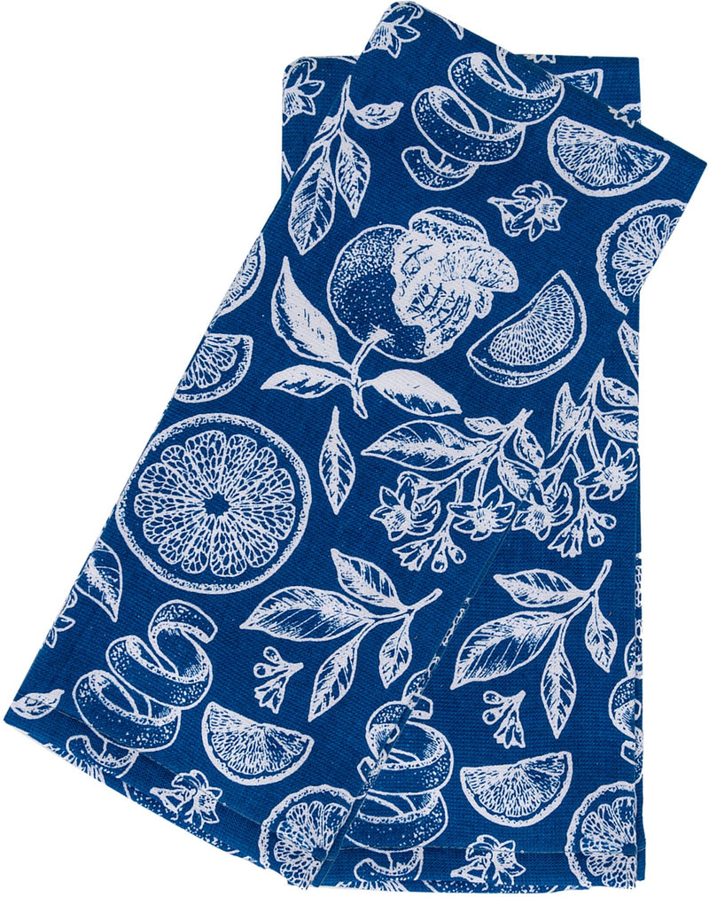 2 PK KITCHEN TOWEL PRINT TERRY BLUE LEMONS