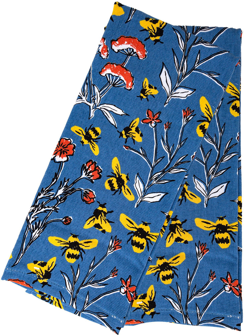 2 PK KITCHEN TOWEL PRINT TERRY BEES AND BLOOM