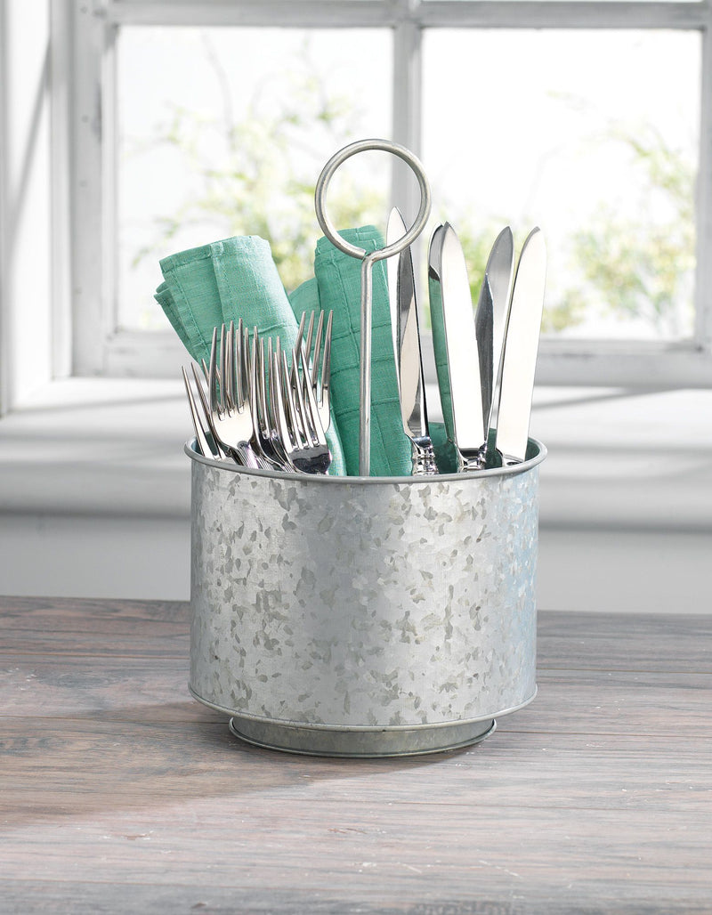 FIDDLE & FERN GALVANIZED UTENSIL CADDY