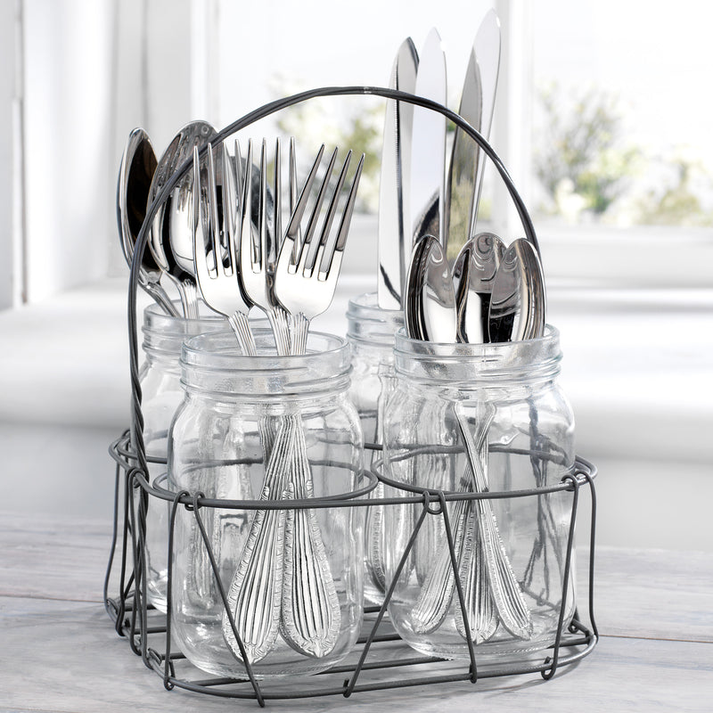 FIDDLE & FERN 5PC FLATWARE CADDY