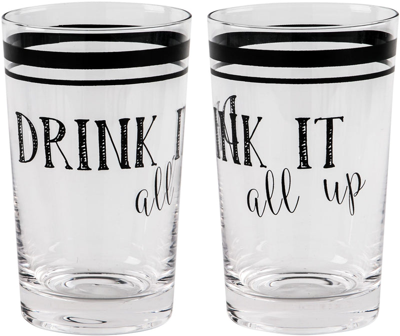 18 OZ COOLER/HIBALL GLASS (EACH) "DRINK IT UP"