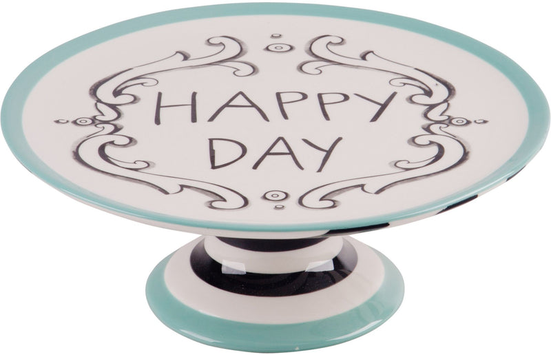 MOLLY HATCH GOOD THOUGHTS 10"D CAKE STAND 'HAPPY DAY'