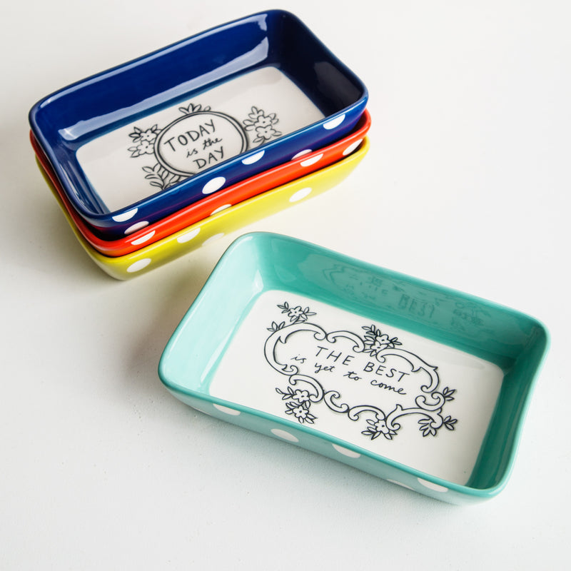 MOLLY HATCH GOOD THOUGHTS 4 ASSORTED 7"L TRINKET TRAYS