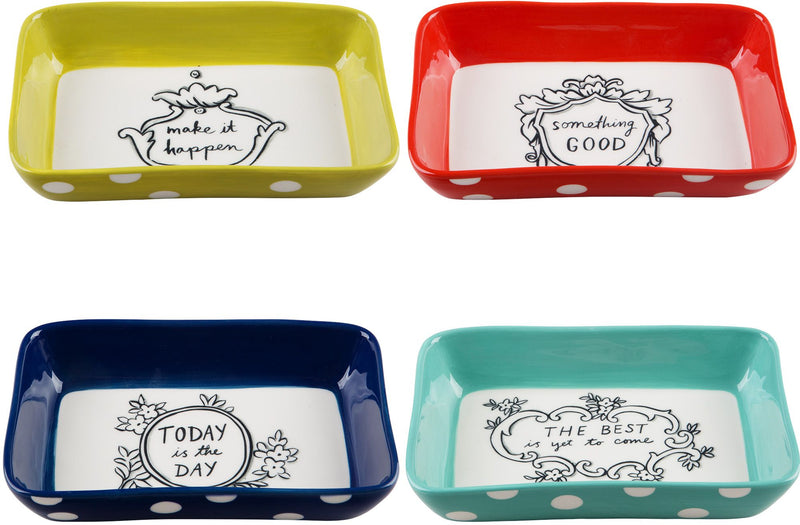 MOLLY HATCH GOOD THOUGHTS 4 ASSORTED 7"L TRINKET TRAYS