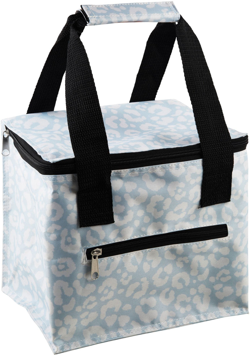 WHITE LEOPARD ON LIGHT BLUE 6-PK INSULATED LUNCH TOTE