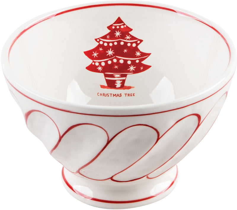 6" MOLLY HATCH CHRISTMAS TREE DESIGN FOOTED CEREAL BOWL