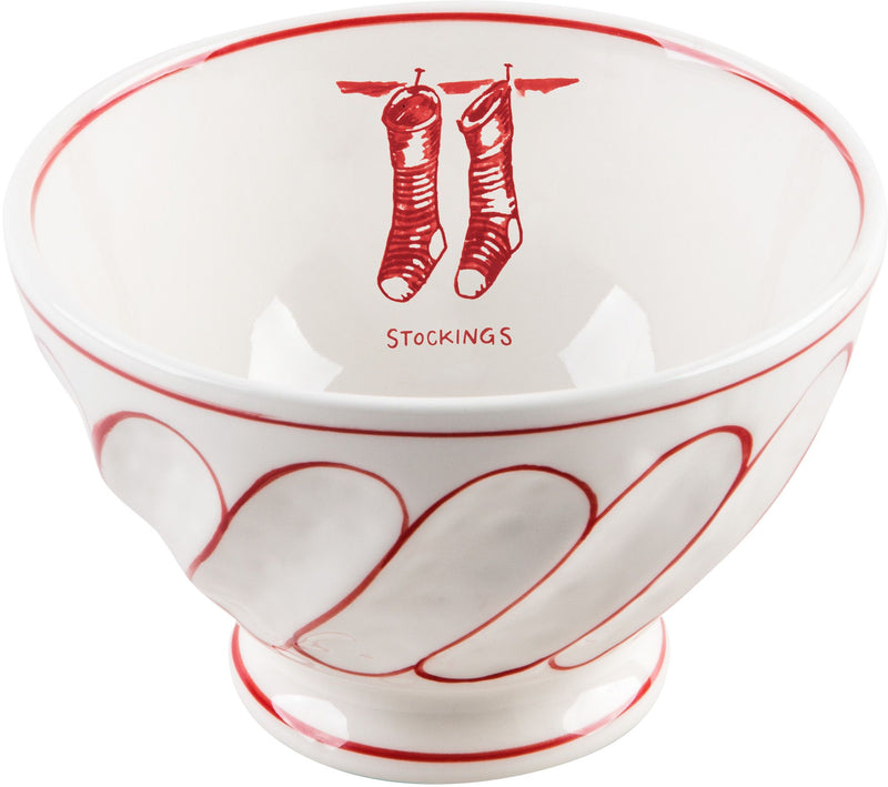 6"D MOLLY HATCH STOCKINGS DESIGN FOOTED CEREAL BOWL