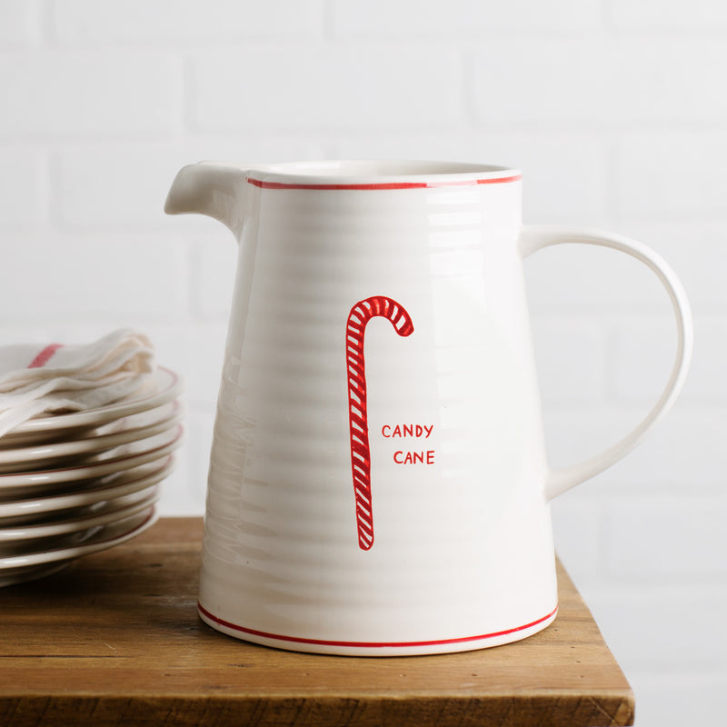 7"H MOLLY HATCH CANDY CANE DESIGN PITCHER