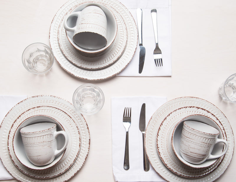 16 PIECE COSENZA WHITE DINNERWARE SET