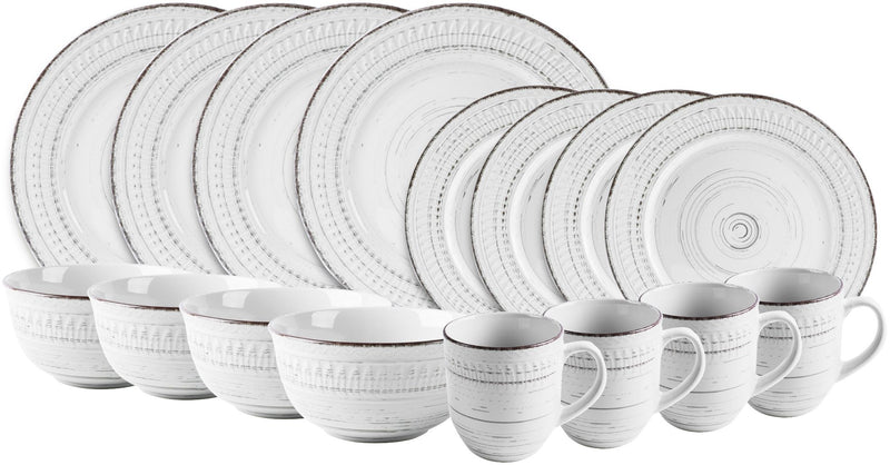 16 PIECE COSENZA WHITE DINNERWARE SET