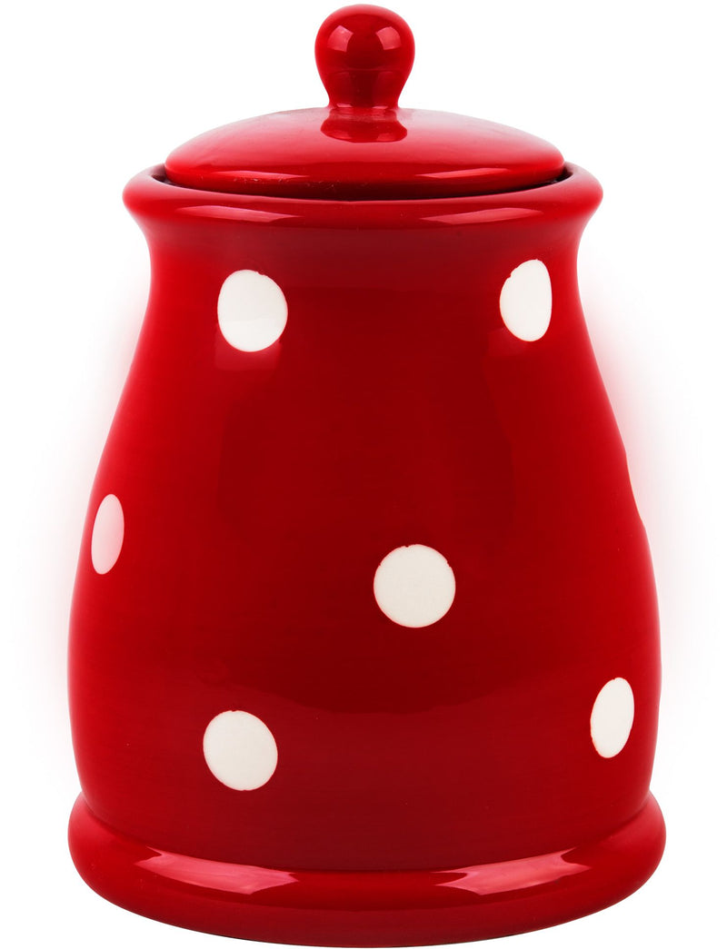 95 OZ LARGE RED & WHITE DOTS CANISTER