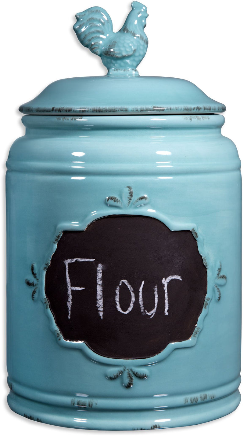 115OZ CHALK ROOSTER CANISTER  MEDIUM