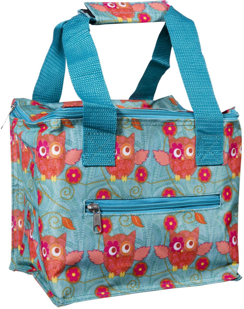 6 PACK PINK OWL 8"SQUARE INSULATED LUNCH TOTE