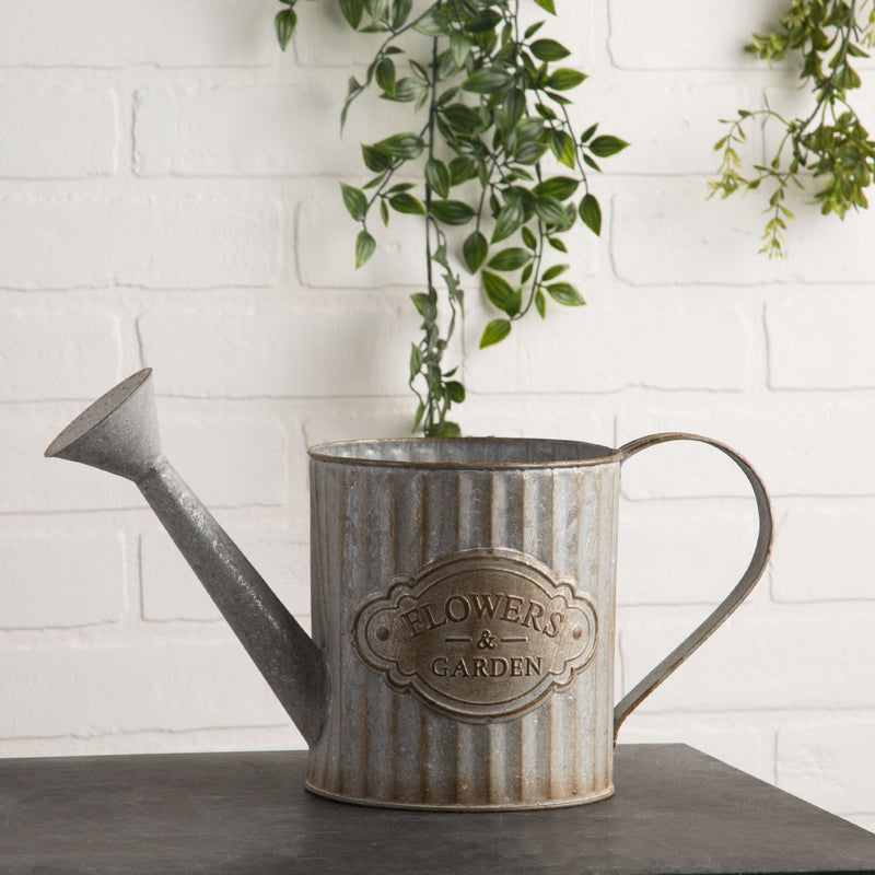 15"L GALVANIZED METAL WATERING CAN