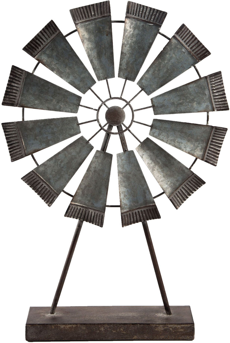 20"H GALVANIZED METAL WINDMILL WITH STAND