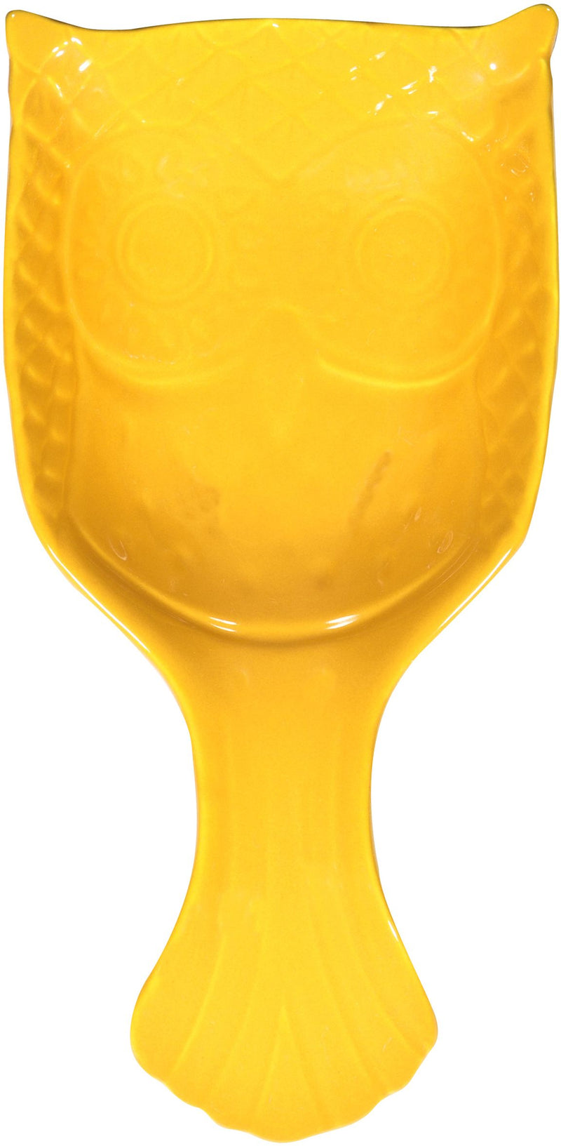 BRIGHT YELLOW 8"L OWL EMBOSSED SPOON REST
