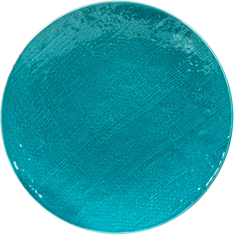 7.75"D BURLAP COLLECTION AQUA SALAD PLATE