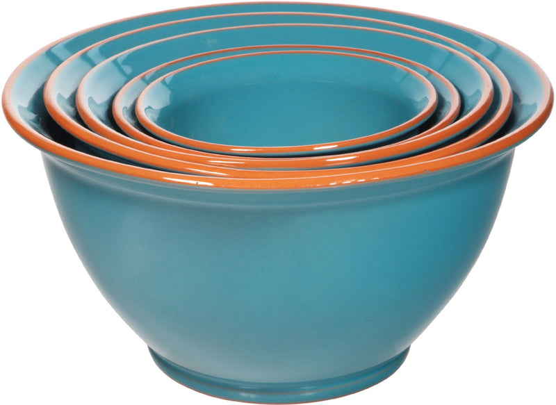 SET OF 5 TERRACOTTA AQUA MIXING BOWLS-mysimpleabode