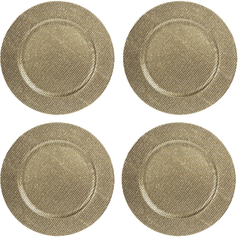 SET OF 4 13"D GOLD DIAMOND CHARGER