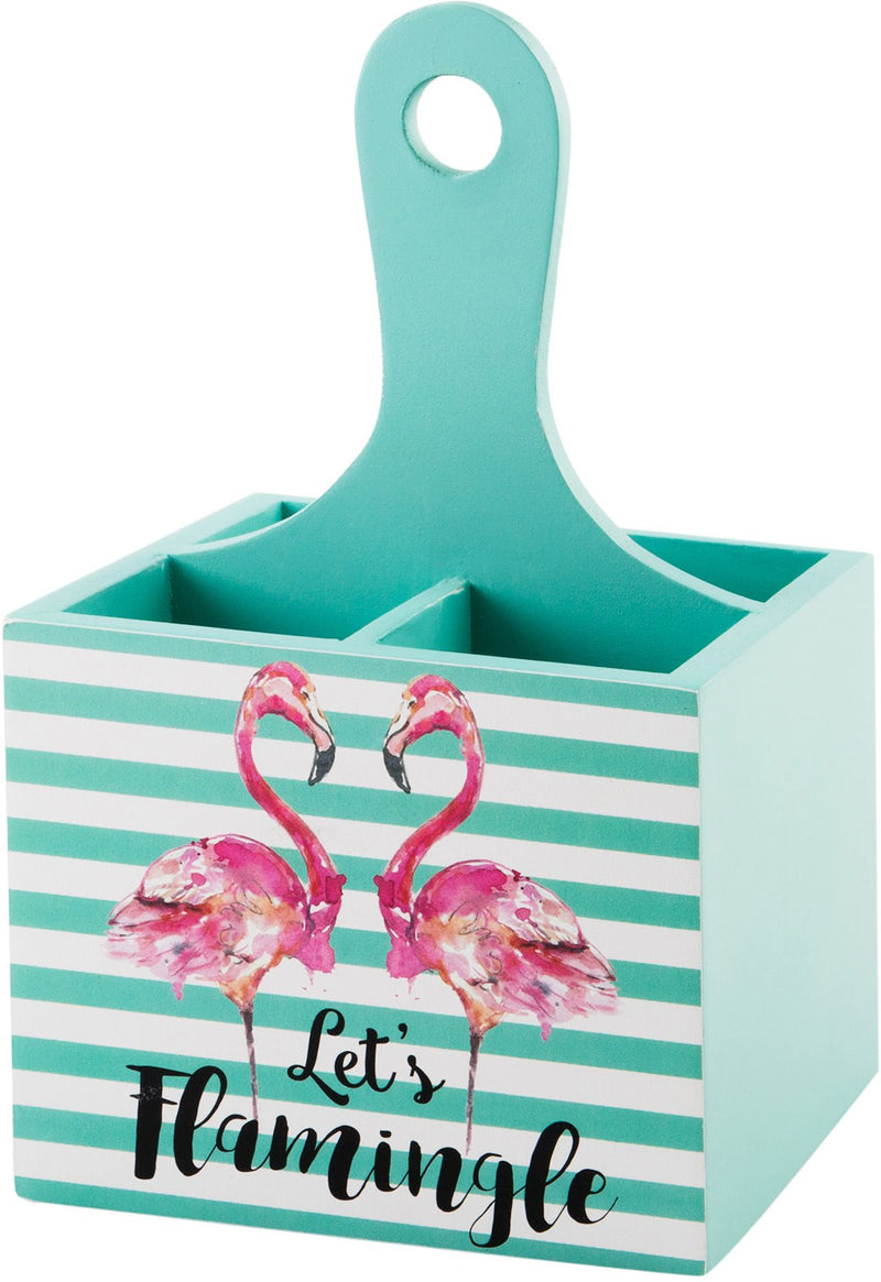 10"L "LET'S FLAMINGLE" 4-SECTION UTENSIL CADDY