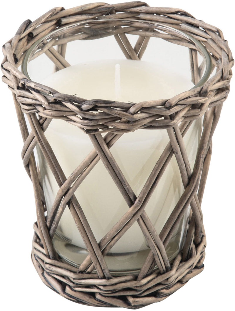 5" H WILLOW GLASS CANDLE