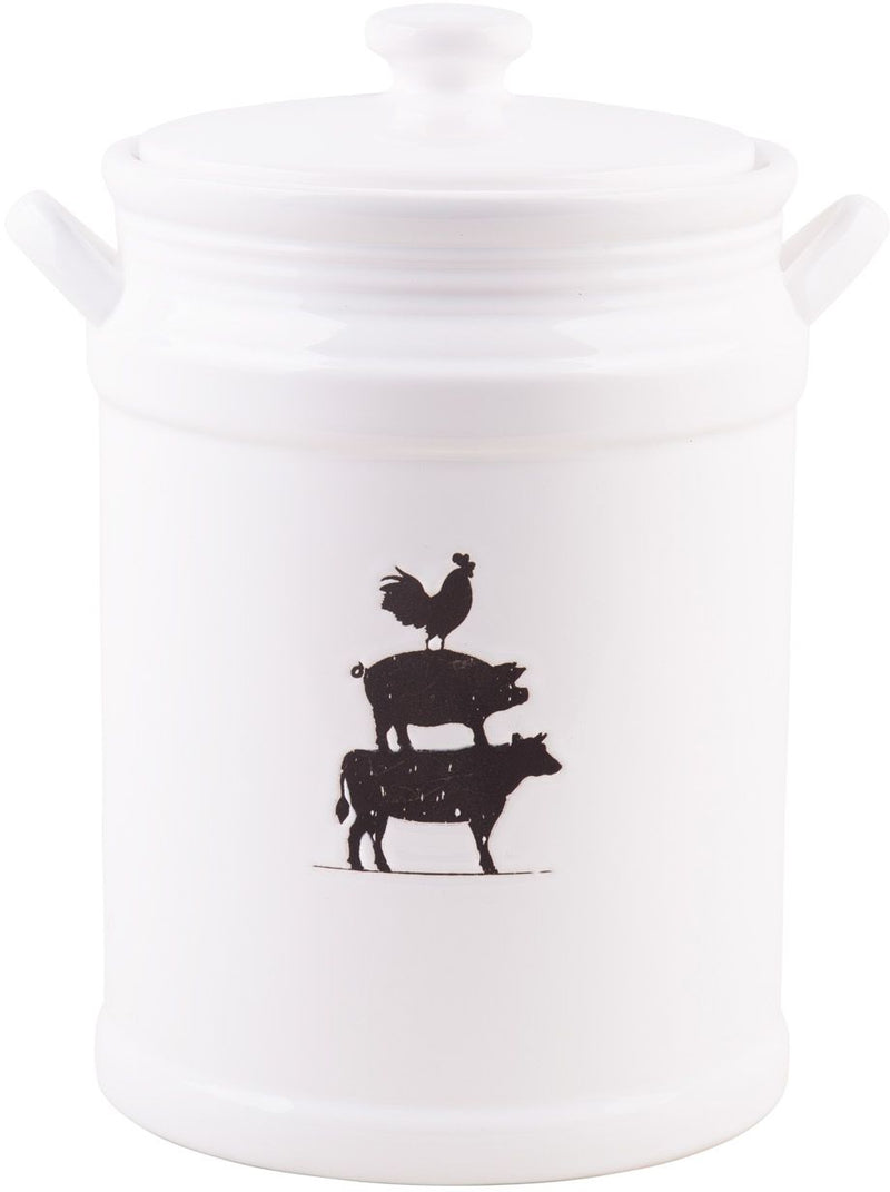 135 OZ FARMSTEAD DEBOSSED COW/PIG/ROOSTER CANISTER