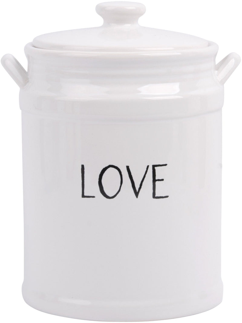 67 OZ 'LOVE' 2-HANDLE WHITE CANISTER