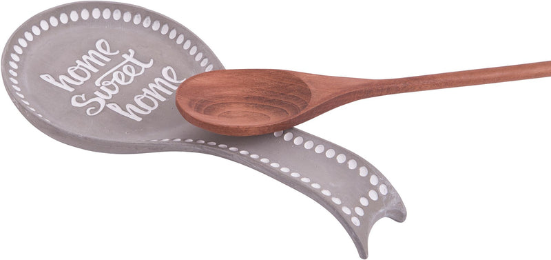 11.5"L SPOON REST 'HOME SWEET HOME' WITH DOTS DESIGN