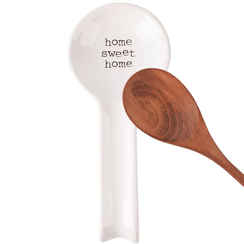 11.5"L ROUND HEAD SPOON REST WITH HOME SWEET HOME SENTIMENT